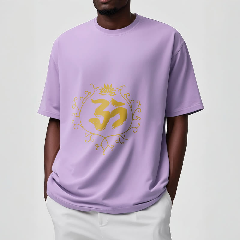 Maglietta in cotone con motivo di meditazione Buddha Stones Om Lotus Flower Vine - image 18