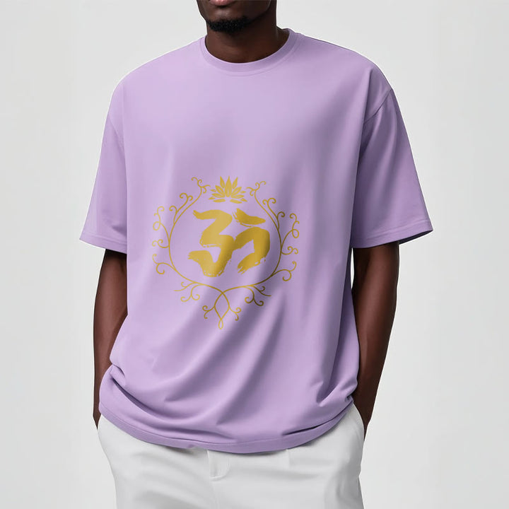 Maglietta in cotone con motivo di meditazione Buddha Stones Om Lotus Flower Vine - image 18