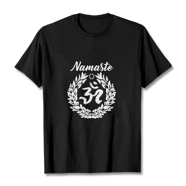 Maglietta in cotone con motivo di Buddha Stones, Om, sanscrito, Namaste - Nero - 2XL - image 4