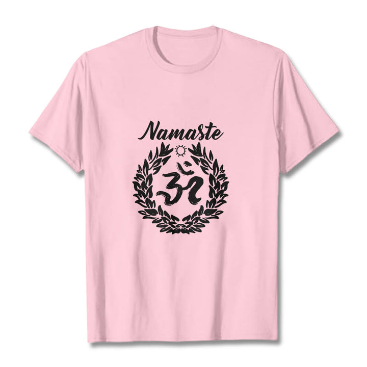 Maglietta in cotone con motivo di Buddha Stones, Om, sanscrito, Namaste - Rosa chiaro - 2XL - image 13