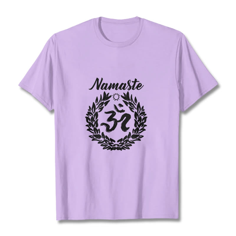 Maglietta in cotone con motivo di Buddha Stones, Om, sanscrito, Namaste - Prugna - 2XL - image 17