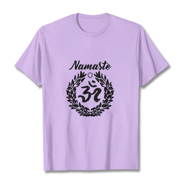 Maglietta in cotone con motivo di Buddha Stones, Om, sanscrito, Namaste - Prugna - 2XL - image 17
