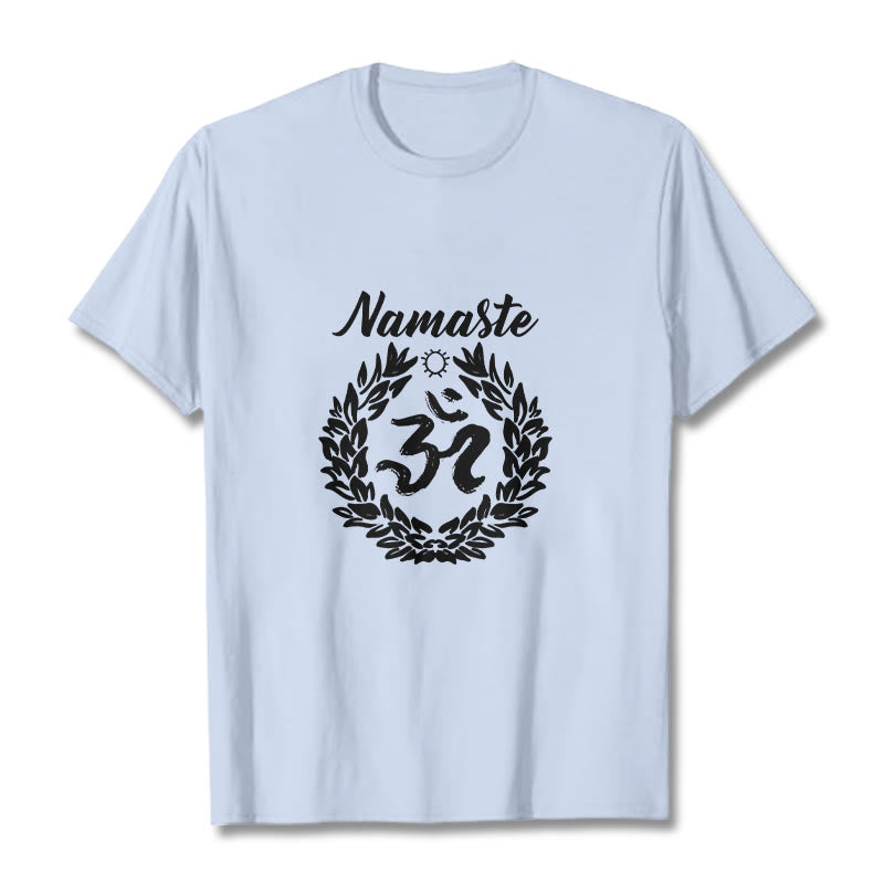 Maglietta in cotone con motivo di Buddha Stones, Om, sanscrito, Namaste - Ciano chiaro - 2XL - image 19