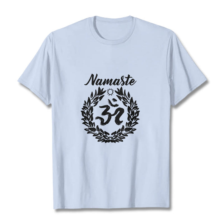 Maglietta in cotone con motivo di Buddha Stones, Om, sanscrito, Namaste - Ciano chiaro - 2XL - image 19