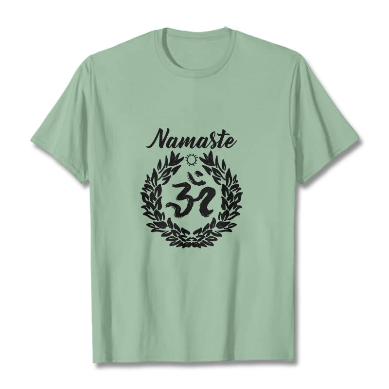 Maglietta in cotone con motivo di Buddha Stones, Om, sanscrito, Namaste - Verde pallido - 2XL - image 15