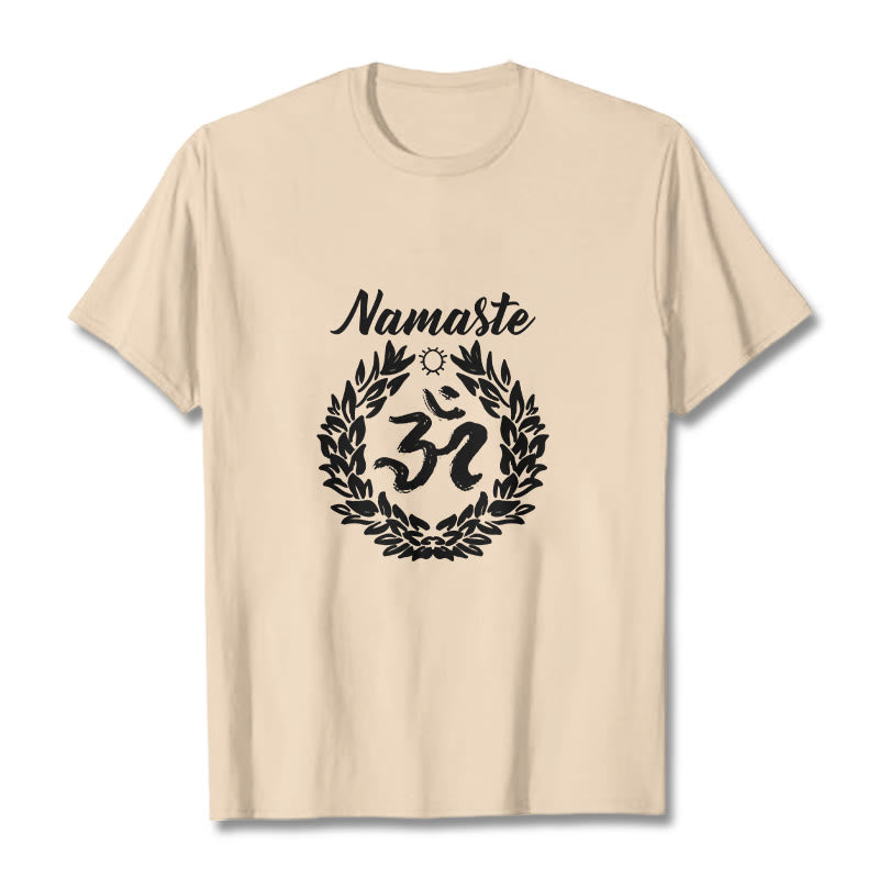 Maglietta in cotone con motivo di Buddha Stones, Om, sanscrito, Namaste - Biscotto - 2XL - image 1