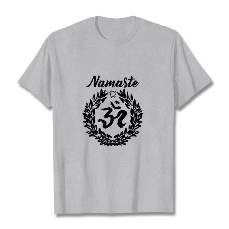 Maglietta in cotone con motivo di Buddha Stones, Om, sanscrito, Namaste - Grigio chiaro - 2XL - image 20