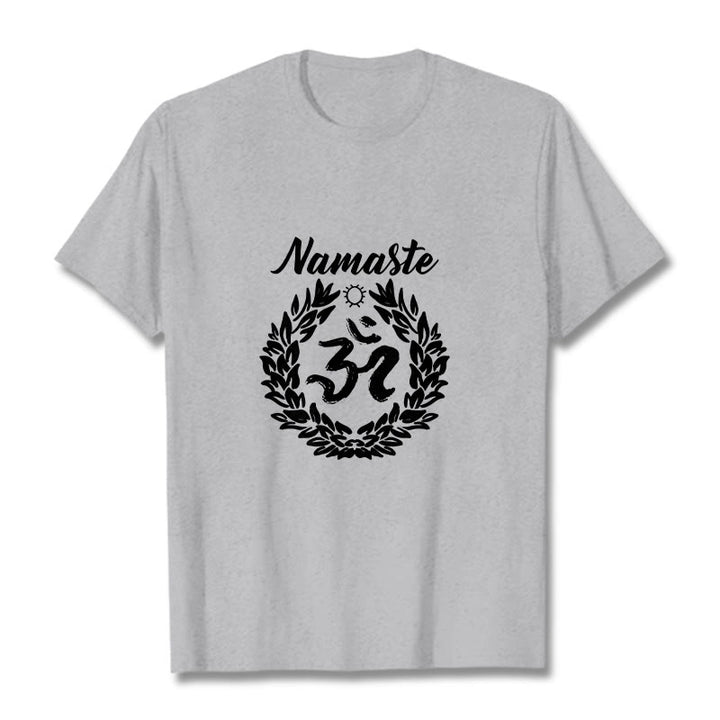 Maglietta in cotone con motivo di Buddha Stones, Om, sanscrito, Namaste - Grigio chiaro - 2XL - image 20