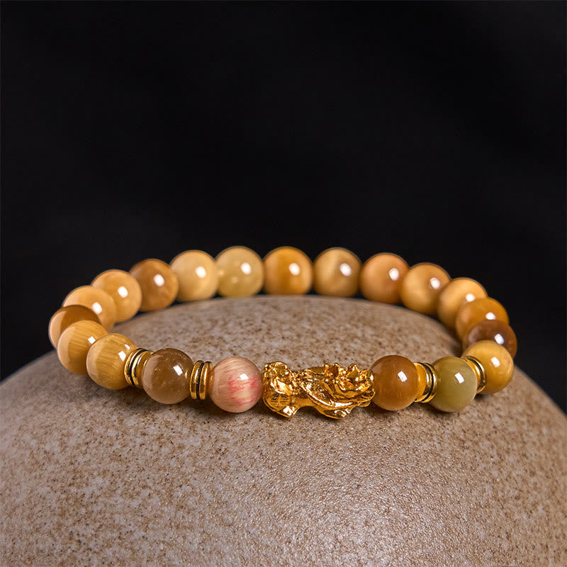 Braccialetto Pixiu Wealth Courage con perline distanziatrici in occhio di tigre di vari colori Buddha Stones - image 9