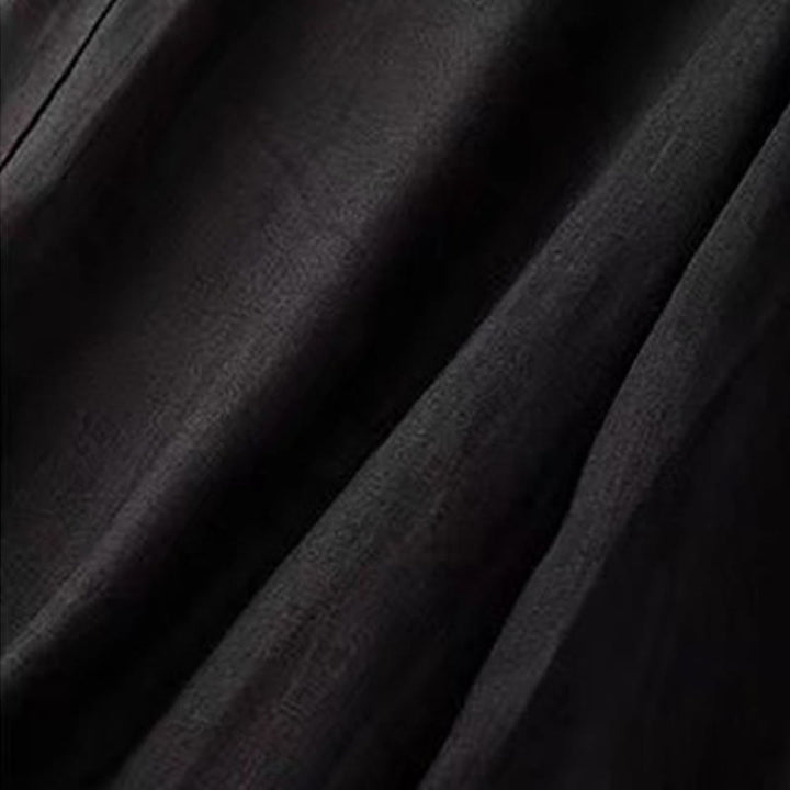 Pantaloni larghi da donna in cotone e lino con tasche, tinta unita, casual, con un bottone , Buddha Stones - image 11