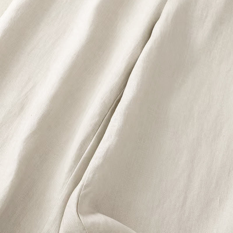 Pantaloni Capri larghi da donna con tasche, tinta unita e un bottone, modello Buddha Stones - image 17