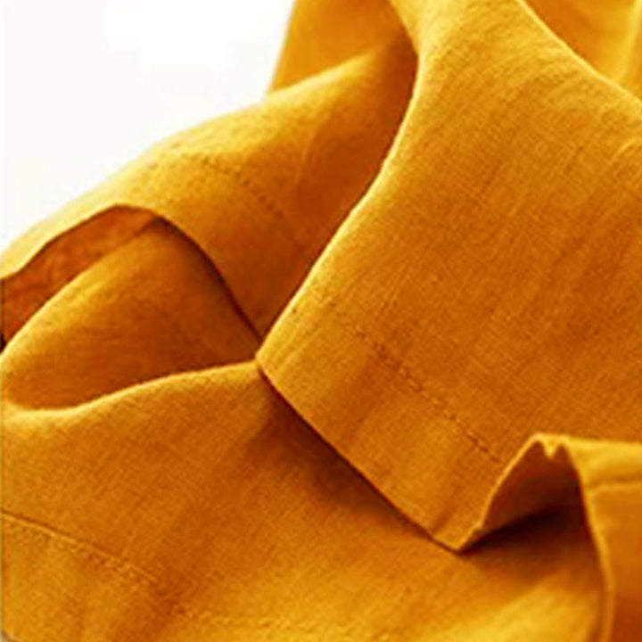 Pantaloni larghi da donna in cotone con tasche e un bottone, tinta Buddha Stones - image 4