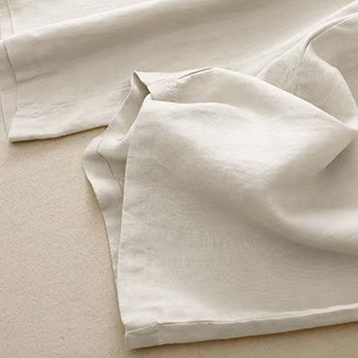 Pantaloni larghi da donna in cotone e lino con tasche, tinta unita, casual, con un bottone , Buddha Stones - image 14