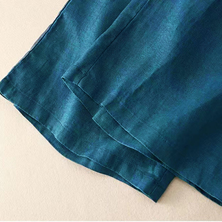 Pantaloni Capri larghi da donna con tasche, tinta unita e un bottone, modello Buddha Stones - image 25