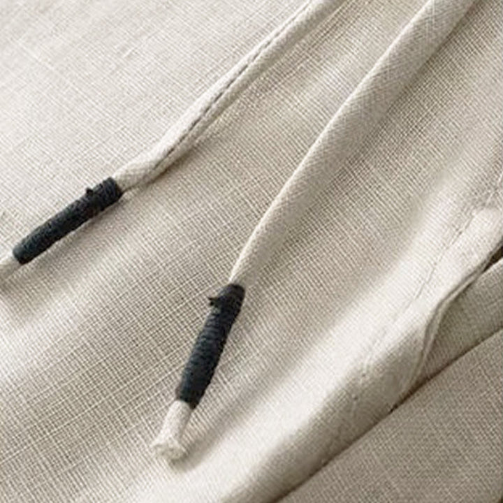 Pantaloni larghi da donna in cotone e lino con tasche, tinta unita, casual, con un bottone , Buddha Stones - image 22