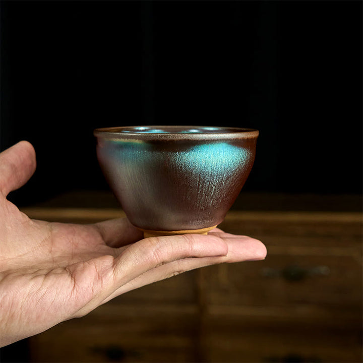 Tazza da tè in ceramica blu e viola con fiore di loto cinese Jianzhan fatto a mano, motivo: Buddha Stones, tazza da tè Kung Fu da 150 ml - image 6