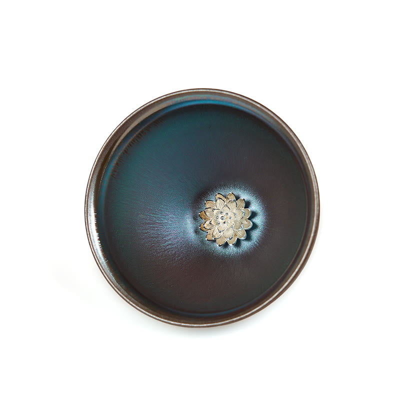 Tazza da tè in ceramica blu e viola con fiore di loto cinese Jianzhan fatto a mano, motivo: Buddha Stones, tazza da tè Kung Fu da 150 ml - image 8