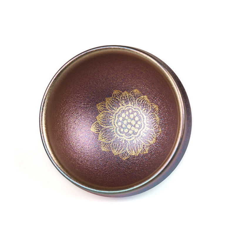 Tazza da tè in ceramica con fiore di loto dorato, realizzata a mano in Cina, Jianzhan, motivo: Buddha Stones, tazza da tè Kung Fu, 150 ml - image 8