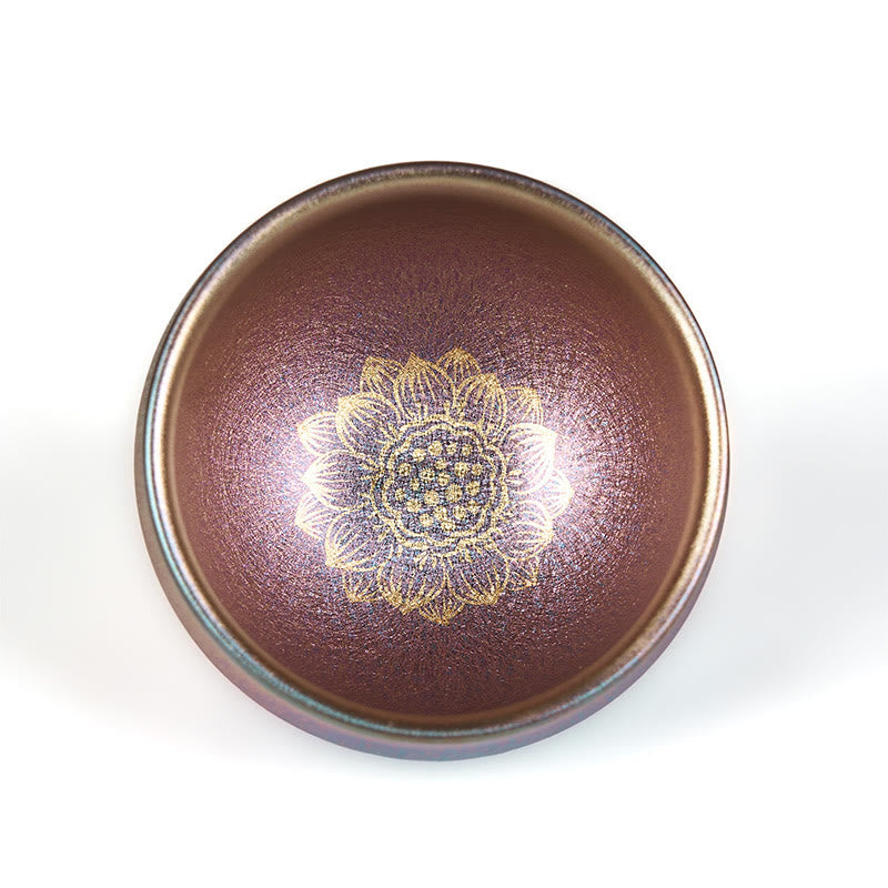 Tazza da tè in ceramica con fiore di loto dorato, realizzata a mano in Cina, Jianzhan, motivo: Buddha Stones, tazza da tè Kung Fu, 150 ml - image 7