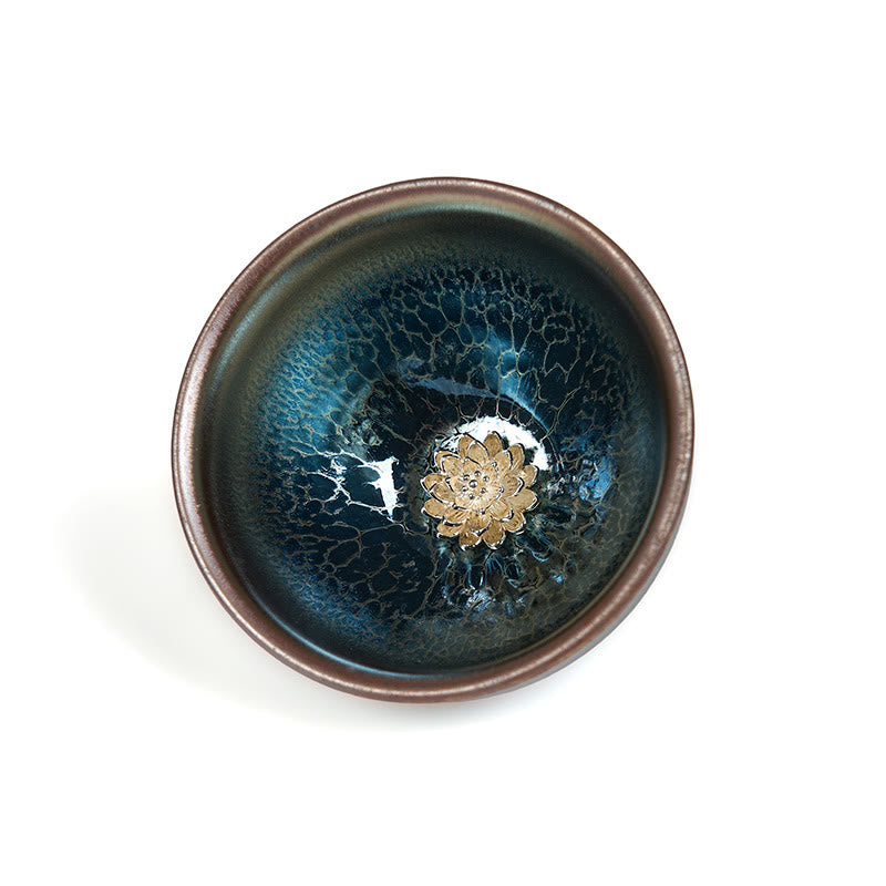 Tazza da tè in ceramica blu di loto Jianzhan cinese fatta a mano, motivo Buddha Stones, tazza da tè Kung Fu da 150 ml - image 8