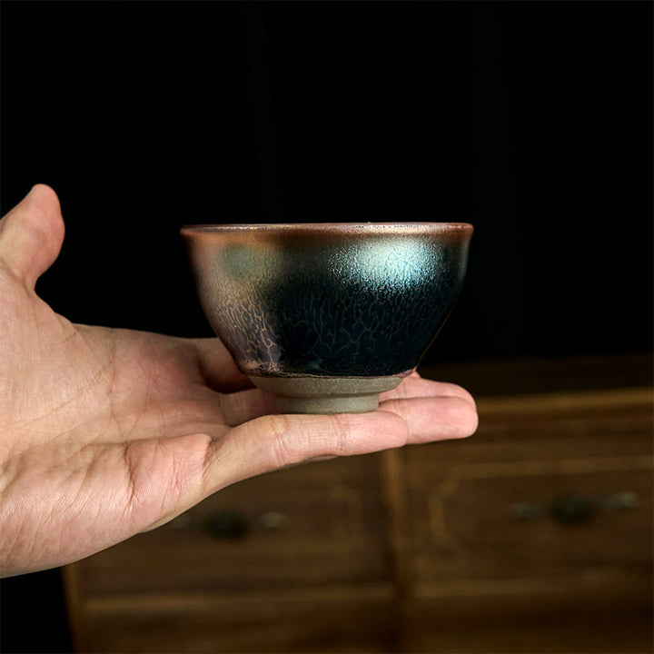 Tazza da tè in ceramica blu di loto Jianzhan cinese fatta a mano, motivo Buddha Stones, tazza da tè Kung Fu da 150 ml - image 6