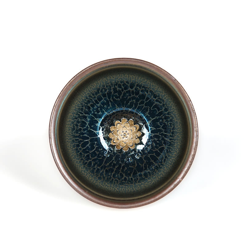 Tazza da tè in ceramica blu di loto Jianzhan cinese fatta a mano, motivo Buddha Stones, tazza da tè Kung Fu da 150 ml - image 7
