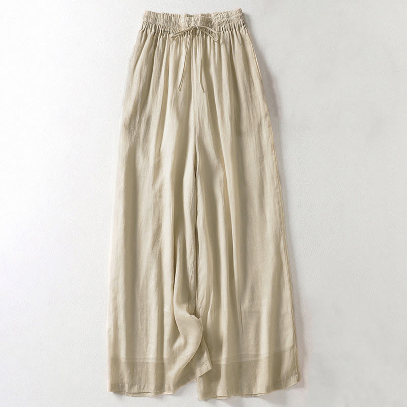 Pantaloni larghi da donna con lacci e tinta unita Buddha Stones - Cachi - US8-10, UK/AU12-14, EU40-42 (2XL) - image 1