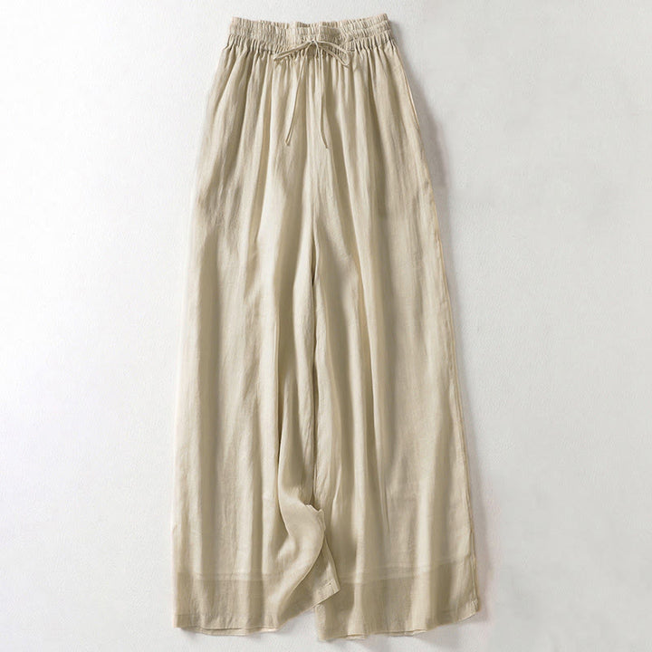 Pantaloni larghi da donna con lacci e tinta unita Buddha Stones - Cachi - US8-10, UK/AU12-14, EU40-42 (2XL) - image 1