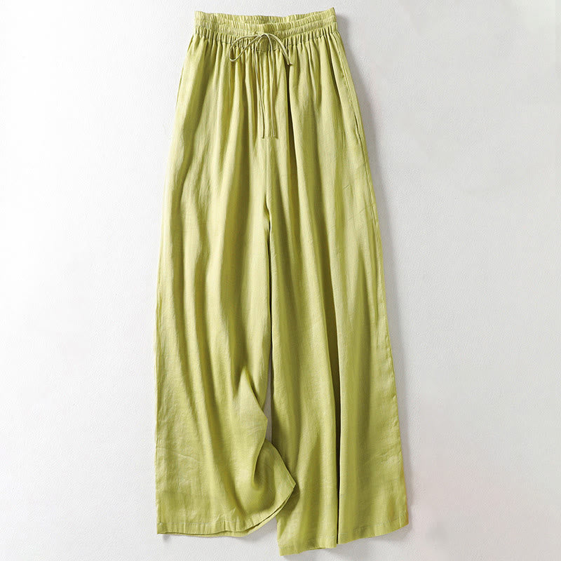 Pantaloni larghi da donna con lacci e tinta unita Buddha Stones - VerdeGiallo - US8-10, UK/AU12-14, EU40-42 (2XL) - image 11