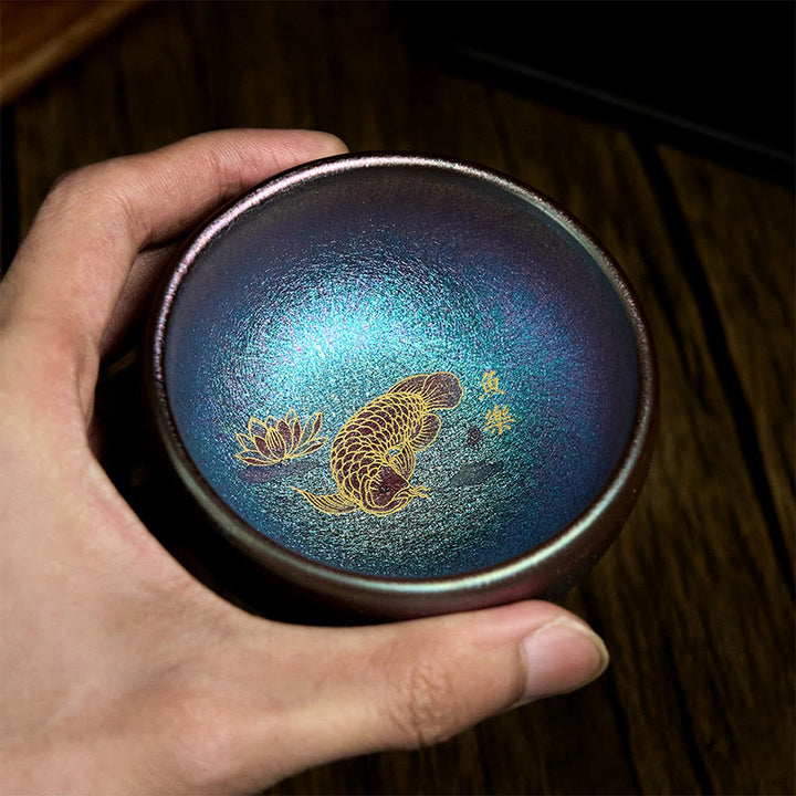 Tazza da tè in ceramica con foglia di loto, realizzata a mano in Cina, Jianzhan Koi Buddha Stones Stones, Kung Fu Tea Cup, 150 ml - image 13