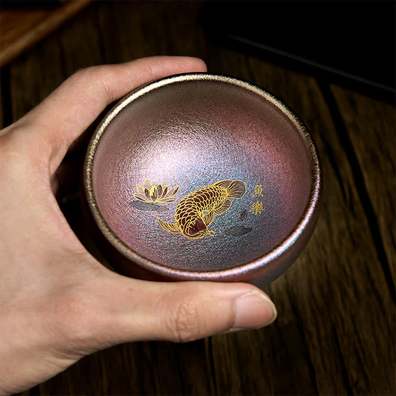 Tazza da tè in ceramica con foglia di loto, realizzata a mano in Cina, Jianzhan Koi Buddha Stones Stones, Kung Fu Tea Cup, 150 ml - image 22