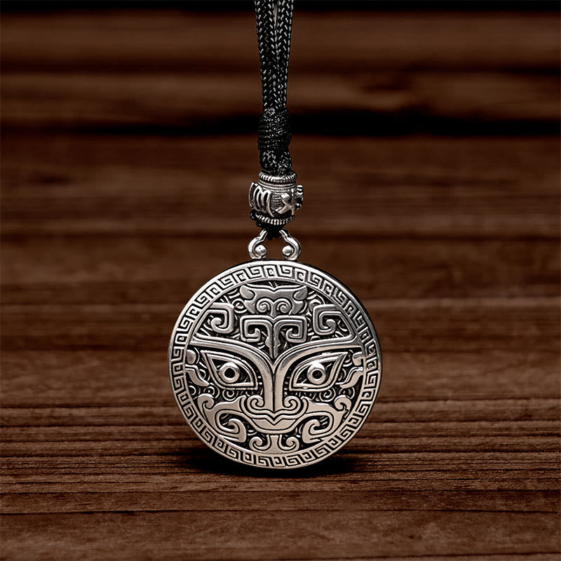Collana con ciondolo in argento placcato rame e Buddha Stones Taotie Om Mani Padme Hum, simbolo della ricchezza - image 4