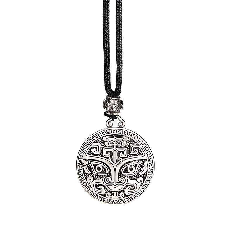 Collana con ciondolo in argento placcato rame e Buddha Stones Taotie Om Mani Padme Hum, simbolo della ricchezza - image 14
