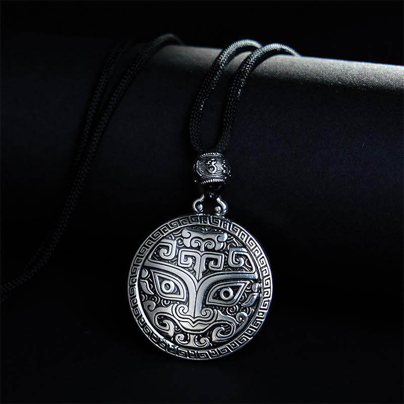 Collana con ciondolo in argento placcato rame e Buddha Stones Taotie Om Mani Padme Hum, simbolo della ricchezza - Rame (Ricchezza ♥ Fortuna) - image 1