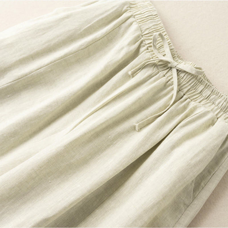 Pantaloni Capri corti Buddha Stones, tinta unita, lunghezza 7-8, in cotone e lino, a gamba larga, con tasche, da donna - image 27