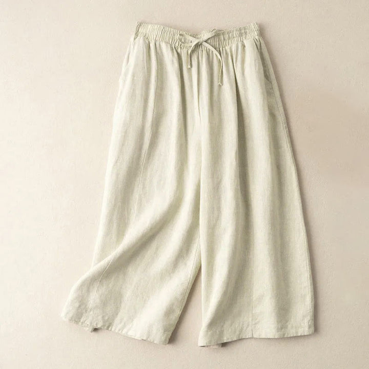 Pantaloni Capri corti Buddha Stones, tinta unita, lunghezza 7-8, in cotone e lino, a gamba larga, con tasche, da donna - Beige - US12, UK/AU16, EU44 (3XL) - image 23