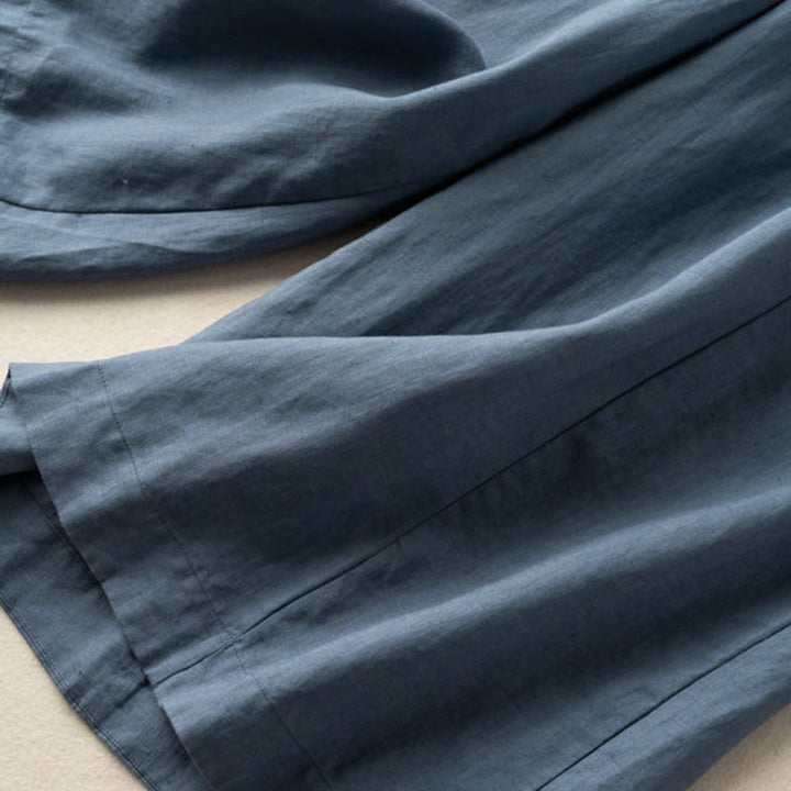 Pantaloni Capri corti Buddha Stones, tinta unita, lunghezza 7-8, in cotone e lino, a gamba larga, con tasche, da donna - image 29