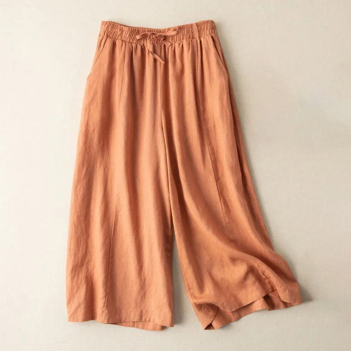 Pantaloni Capri corti Buddha Stones, tinta unita, lunghezza 7-8, in cotone e lino, a gamba larga, con tasche, da donna - Arancione scuro - US12, UK/AU16, EU44 (3XL) - image 15