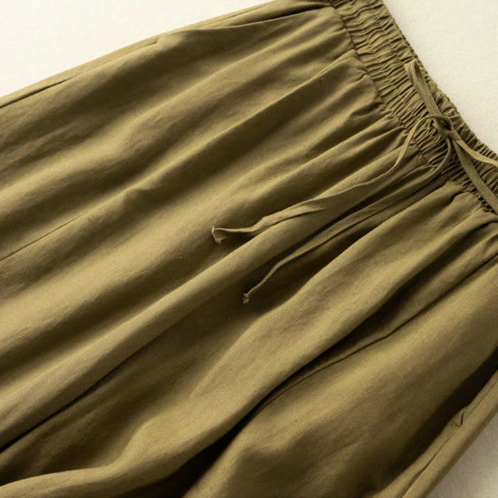 Pantaloni Capri corti Buddha Stones, tinta unita, lunghezza 7-8, in cotone e lino, a gamba larga, con tasche, da donna - image 13