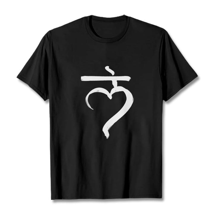 Maglietta casual in cotone con scritta Buddha Stones Lam Mantra in sanscrito - Nero - 2XL - image 1