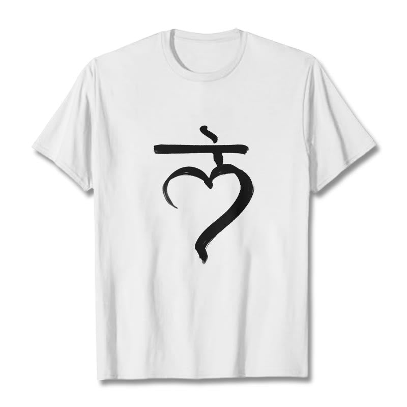 Maglietta casual in cotone con scritta Buddha Stones Lam Mantra in sanscrito - Bianco - 2XL - image 6