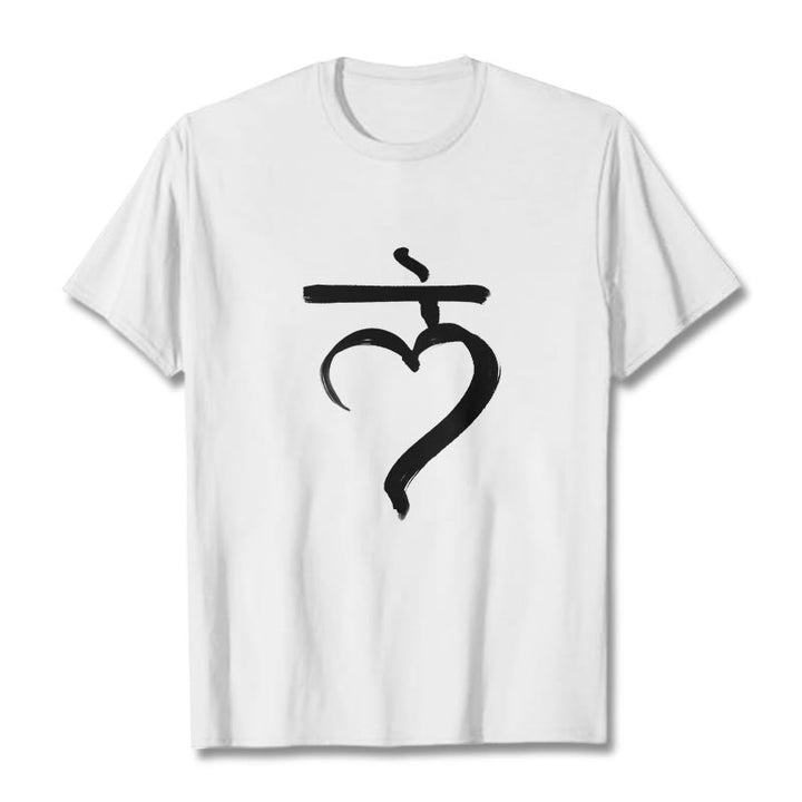 Maglietta casual in cotone con scritta Buddha Stones Lam Mantra in sanscrito - Bianco - 2XL - image 6