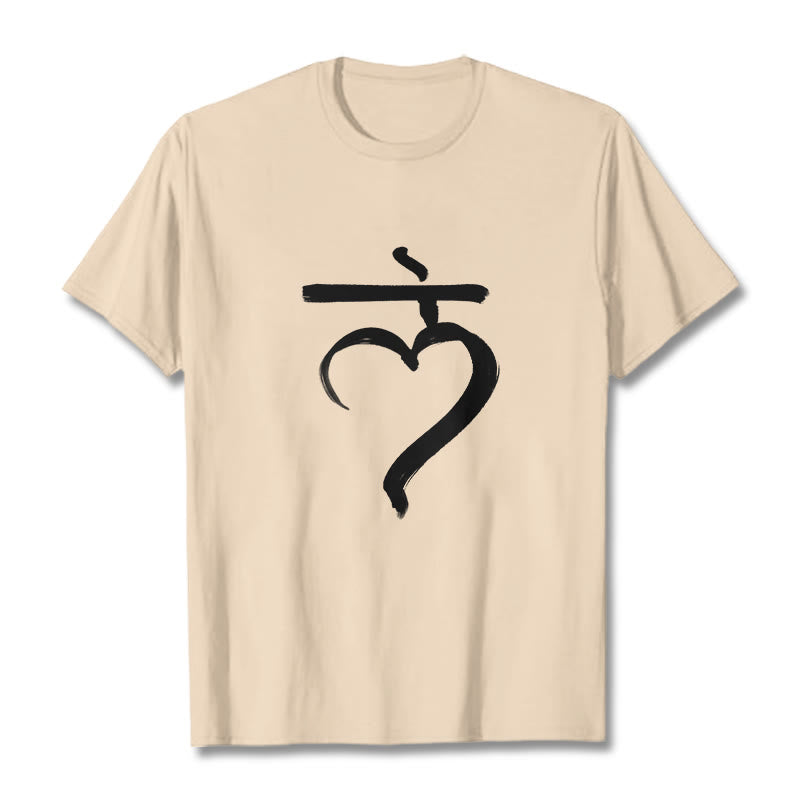 Maglietta casual in cotone con scritta Buddha Stones Lam Mantra in sanscrito - Biscotto - 2XL - image 9