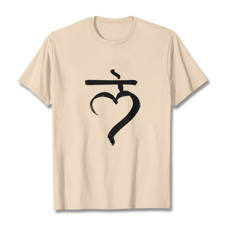 Maglietta casual in cotone con scritta Buddha Stones Lam Mantra in sanscrito - Biscotto - 2XL - image 9
