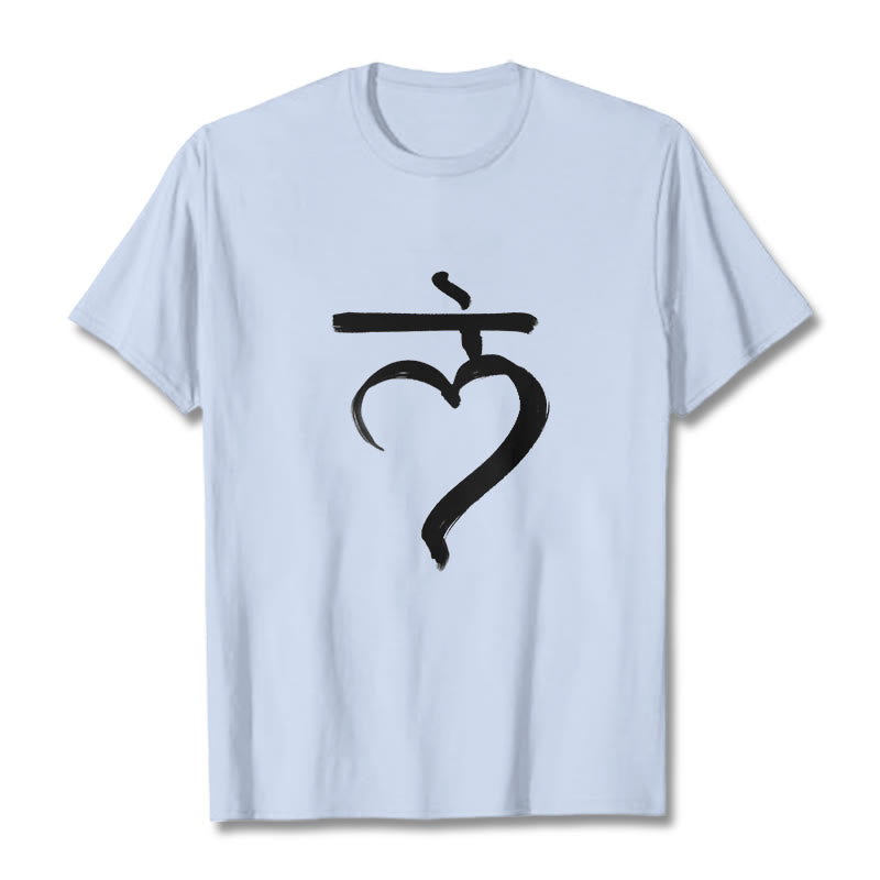 Maglietta casual in cotone con scritta Buddha Stones Lam Mantra in sanscrito - Ciano chiaro - 2XL - image 19