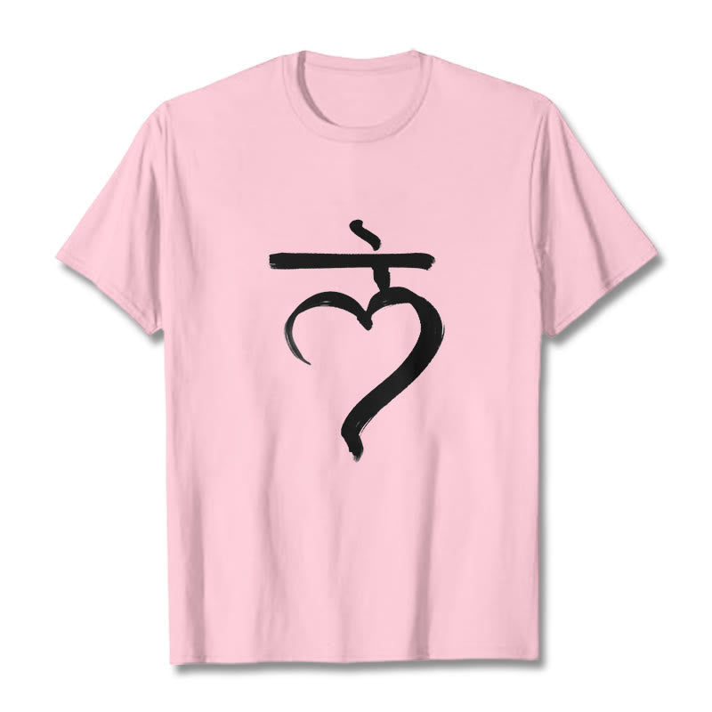 Maglietta casual in cotone con scritta Buddha Stones Lam Mantra in sanscrito - Rosa chiaro - 2XL - image 13