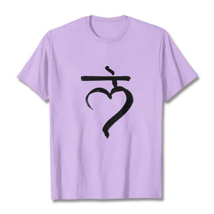 Maglietta casual in cotone con scritta Buddha Stones Lam Mantra in sanscrito - Prugna - 2XL - image 17