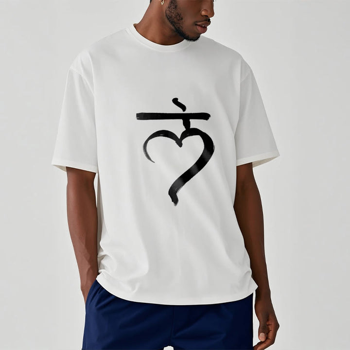 Maglietta casual in cotone con scritta Buddha Stones Lam Mantra in sanscrito - image 7