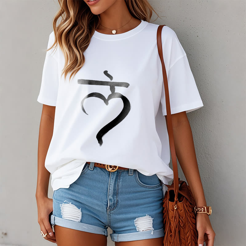 Maglietta casual in cotone con scritta Buddha Stones Lam Mantra in sanscrito - image 8