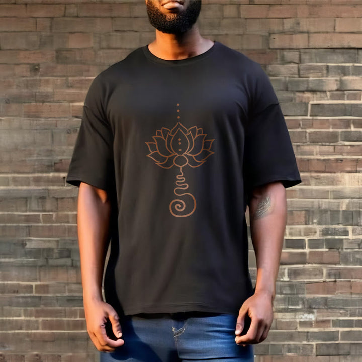 Maglietta casual in cotone con motivo Buddha Stones Lotus - image 7